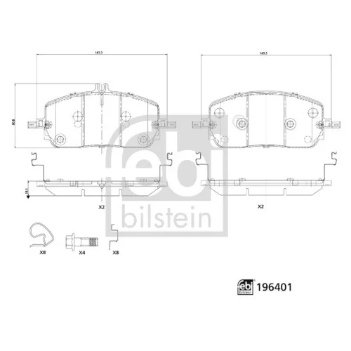 Sada brzdových platničiek kotúčovej brzdy FEBI BILSTEIN 196401