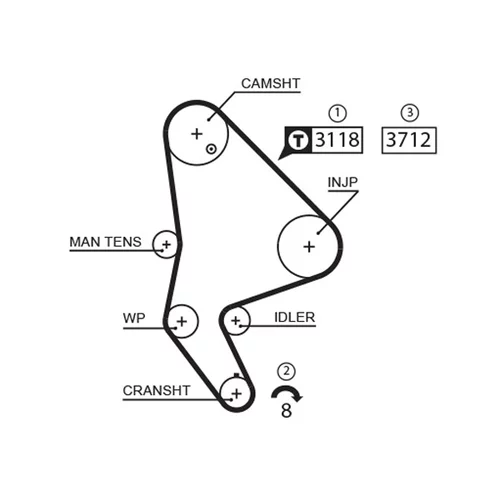 Sada ozubeného remeňa GATES K025558XS - obr. 1