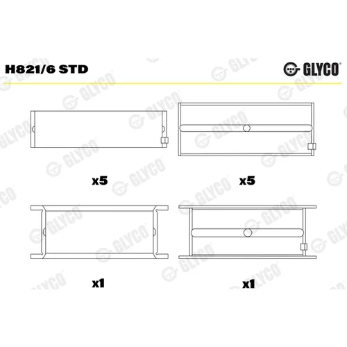 Ložisko kľukového hriadeľa GLYCO H821/6 STD