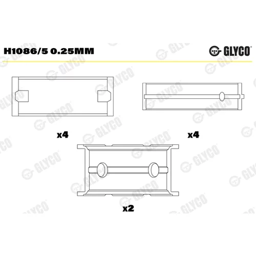 Ložisko kľukového hriadeľa GLYCO H1086/5 0.25mm