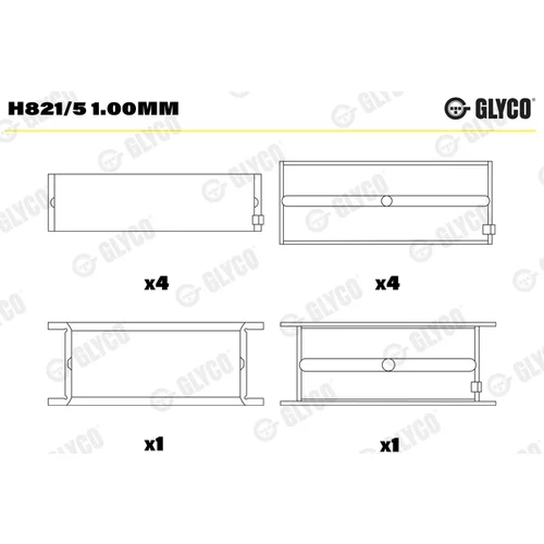 Ložisko kľukového hriadeľa GLYCO H821/5 1.00mm