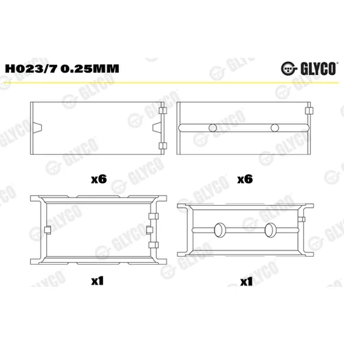 Ložisko kľukového hriadeľa GLYCO H023/7 0.25mm