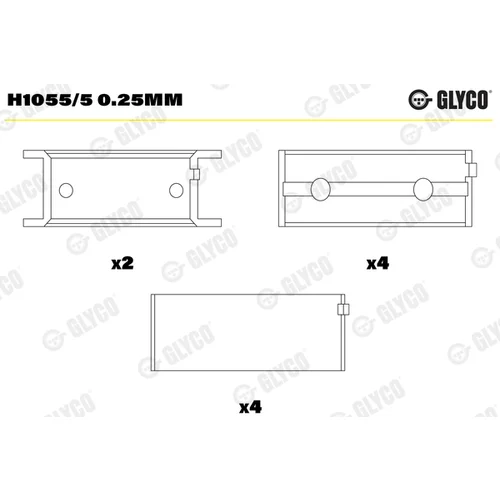 Ložisko kľukového hriadeľa GLYCO H1055/5 0.25mm