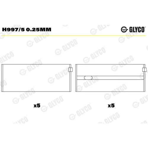 Ložisko kľukového hriadeľa GLYCO H997/5 0.25mm