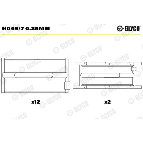 Ložisko kľukového hriadeľa GLYCO H049/7 0.25mm