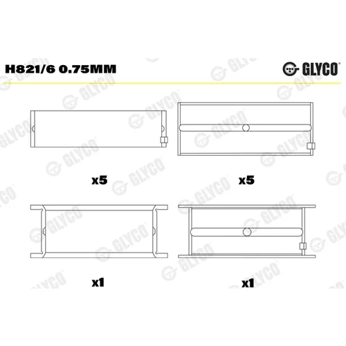 Ložisko kľukového hriadeľa GLYCO H821/6 0.75mm