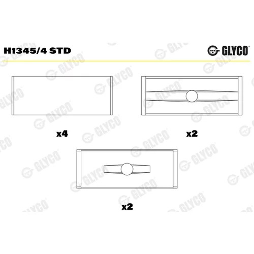 Ložisko kľukového hriadeľa GLYCO H1345/4 STD