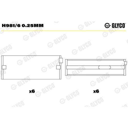 Ložisko kľukového hriadeľa GLYCO H981/6 0.25mm