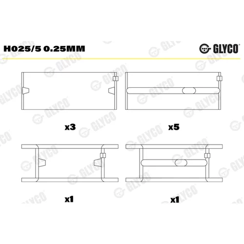 Ložisko kľukového hriadeľa GLYCO H025/5 0.25mm