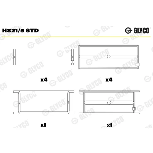 Ložisko kľukového hriadeľa GLYCO H821/5 STD