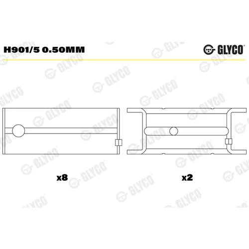 Ložisko kľukového hriadeľa GLYCO H901/5 0.50mm