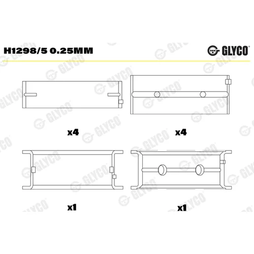 Ložisko kľukového hriadeľa GLYCO H1298/5 0.25MM