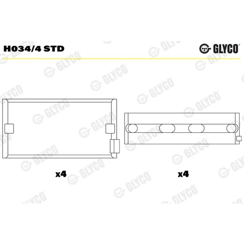 Ložisko kľukového hriadeľa GLYCO H034/4 STD