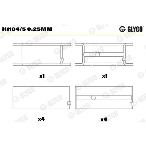 Ložisko kľukového hriadeľa GLYCO H1104/5 0.25mm