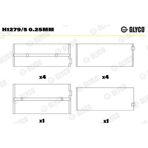 Ložisko kľukového hriadeľa GLYCO H1279/5 0.25mm