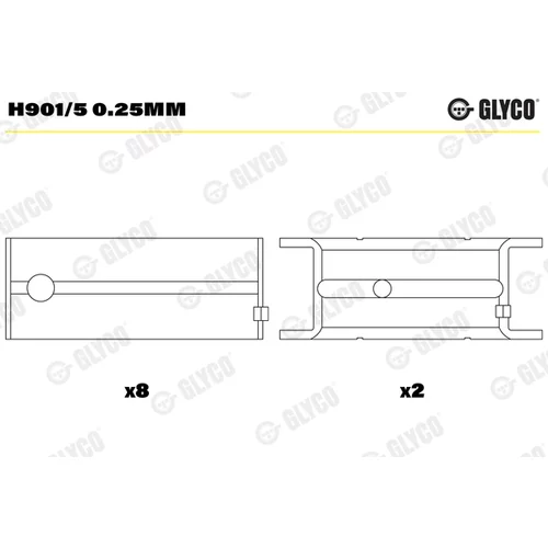 Ložisko kľukového hriadeľa GLYCO H901/5 0.25mm