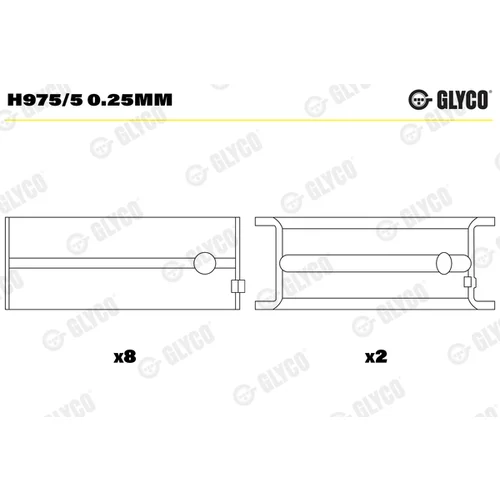 Ložisko kľukového hriadeľa GLYCO H975/5 0.25mm