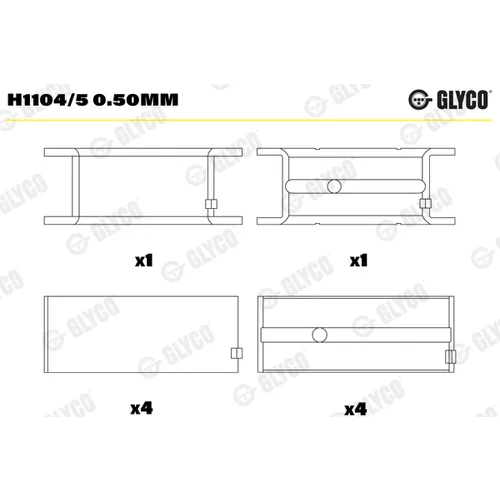 Ložisko kľukového hriadeľa GLYCO H1104/5 0.50mm