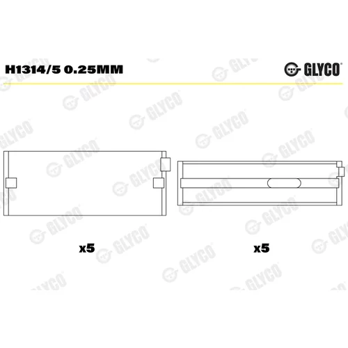 Ložisko kľukového hriadeľa GLYCO H1314/5 0.25MM