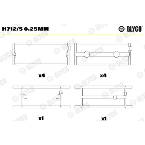 Ložisko kľukového hriadeľa GLYCO H712/5 0.25mm