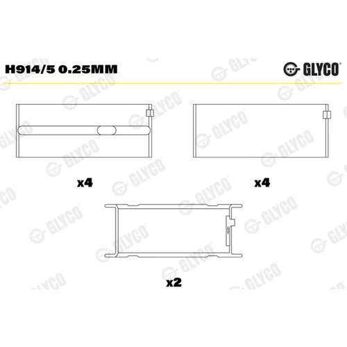 Ložisko kľukového hriadeľa GLYCO H914/5 0.25mm