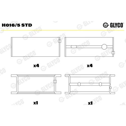 Ložisko kľukového hriadeľa GLYCO H016/5 STD