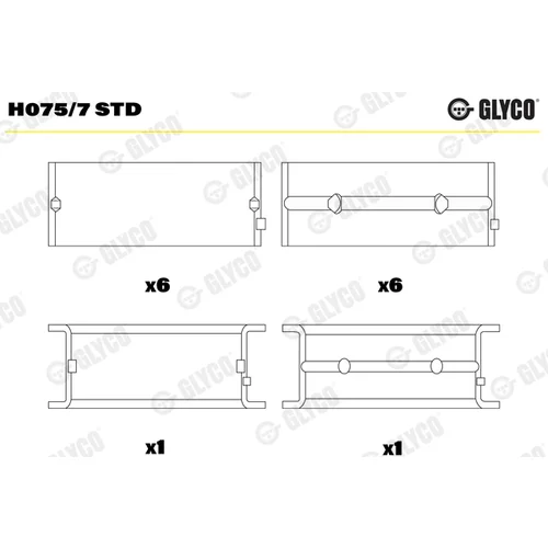 Ložisko kľukového hriadeľa GLYCO H075/7 STD