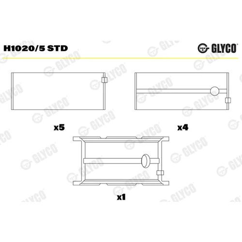 Ložisko kľukového hriadeľa GLYCO H1020/5 STD