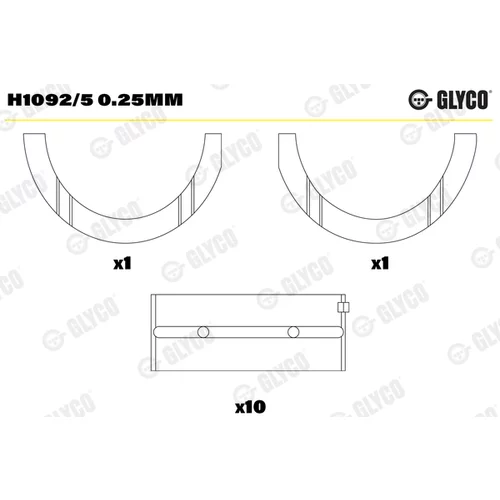 Ložisko kľukového hriadeľa GLYCO H1092/5 0.25mm