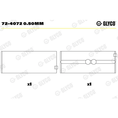 Ložisko kľukového hriadeľa GLYCO 72-4072 0.50mm