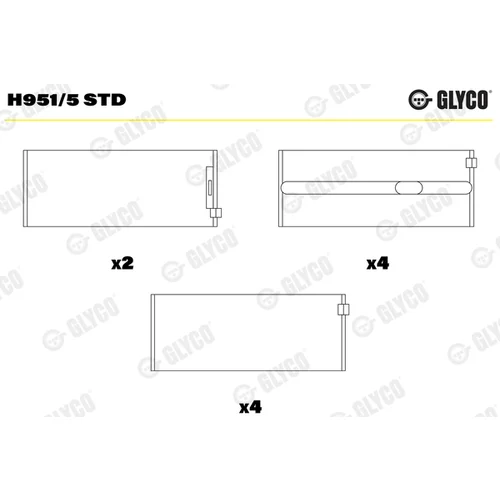 Ložisko kľukového hriadeľa GLYCO H951/5 STD