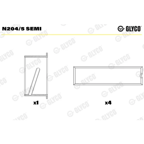 Ložisko vačkového hriadeľa GLYCO N204/5 SEMI