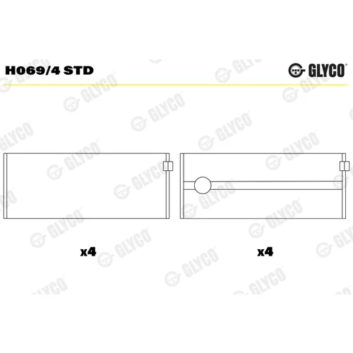 Ložisko kľukového hriadeľa GLYCO H069/4 STD