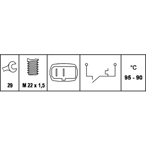 Teplotný spínač ventilátora chladenia HELLA 6ZT 007 801-001 - obr. 1