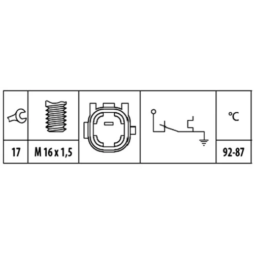 Teplotný spínač ventilátora chladenia HELLA 6ZT 181 611-011 - obr. 1