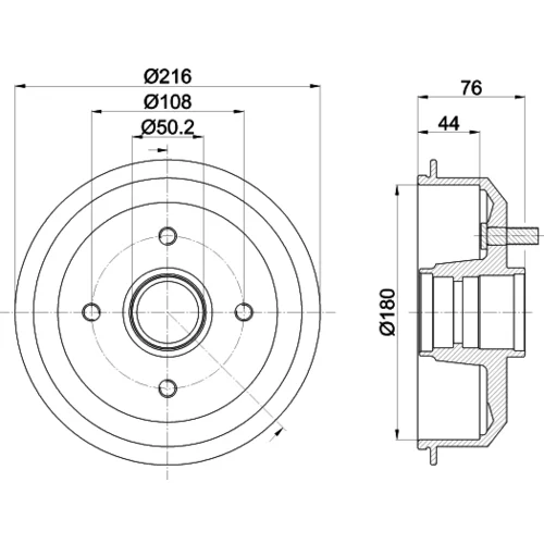 Brzdový bubon HELLA 8DT 355 300-161 - obr. 3