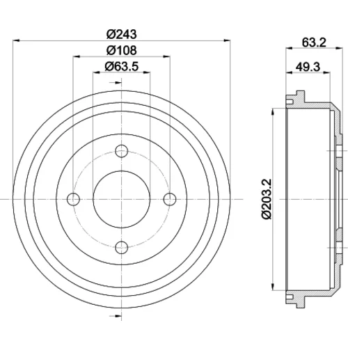 Brzdový bubon HELLA 8DT 355 301-291 - obr. 3