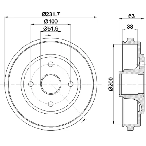 Brzdový bubon HELLA 8DT 355 301-031 - obr. 3