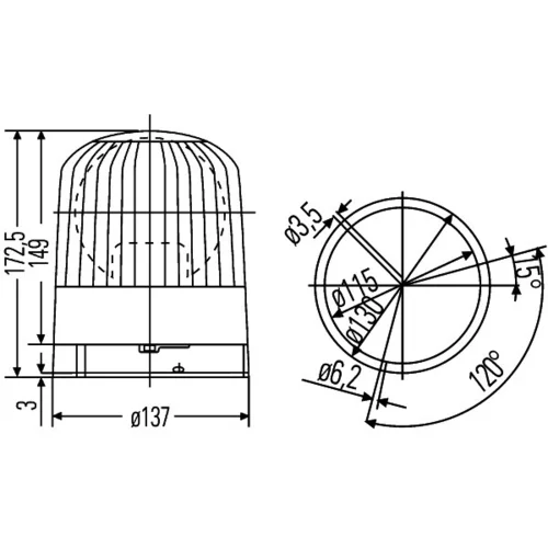 Výstražný otočný maják HELLA 2RL 007 550-001 - obr. 2