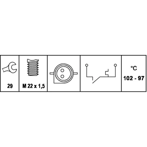 Teplotný spínač ventilátora chladenia HELLA 6ZT 007 808-021 - obr. 2