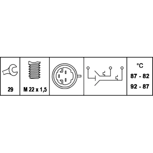 Teplotný spínač ventilátora chladenia HELLA 6ZT 007 837-031 - obr. 1