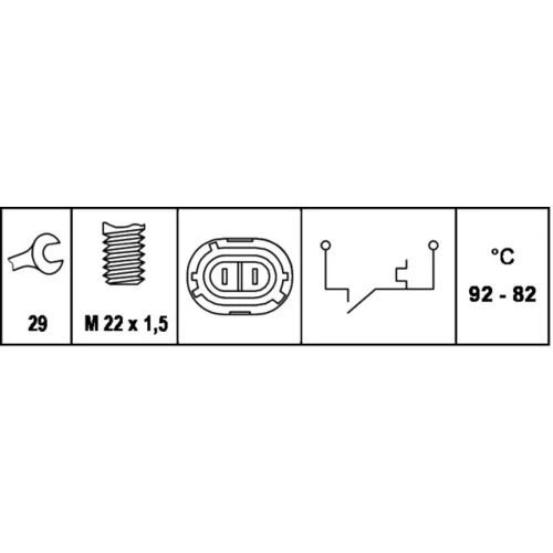 Teplotný spínač ventilátora chladenia HELLA 6ZT 007 808-011 - obr. 1