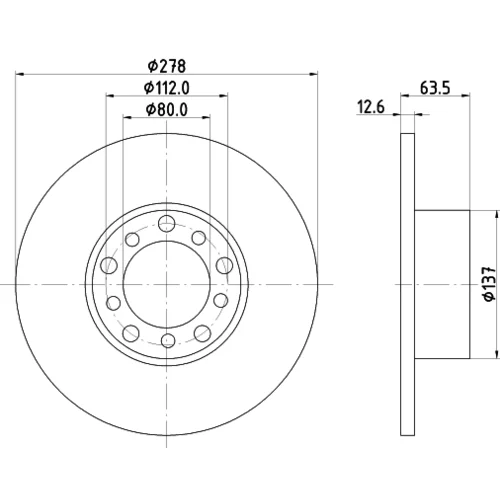 Brzdový kotúč HELLA 8DD 355 100-071 - obr. 3