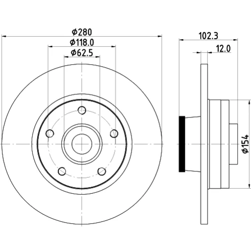 Brzdový kotúč HELLA 8DD 355 123-251 - obr. 3