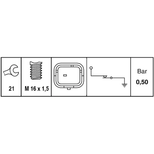 Olejový tlakový spínač HELLA 6ZL 009 600-041 - obr. 1