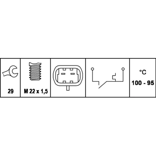 Teplotný spínač ventilátora chladenia HELLA 6ZT 007 807-001 - obr. 1