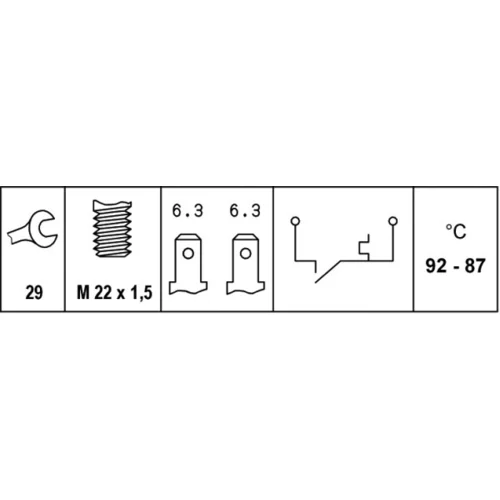 Teplotný spínač ventilátora chladenia HELLA 6ZT 007 800-001 - obr. 1