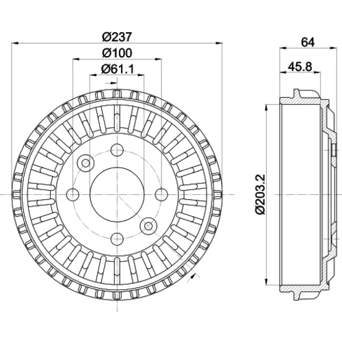 Brzdový bubon HELLA 8DT 355 303-261 - obr. 3