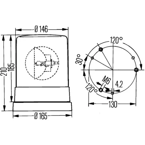 Výstražný otočný maják HELLA 2RL 004 958-111 - obr. 2