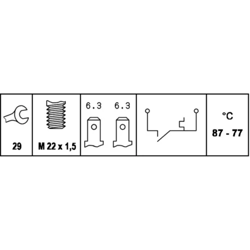 Teplotný spínač ventilátora chladenia HELLA 6ZT 007 800-031 - obr. 1